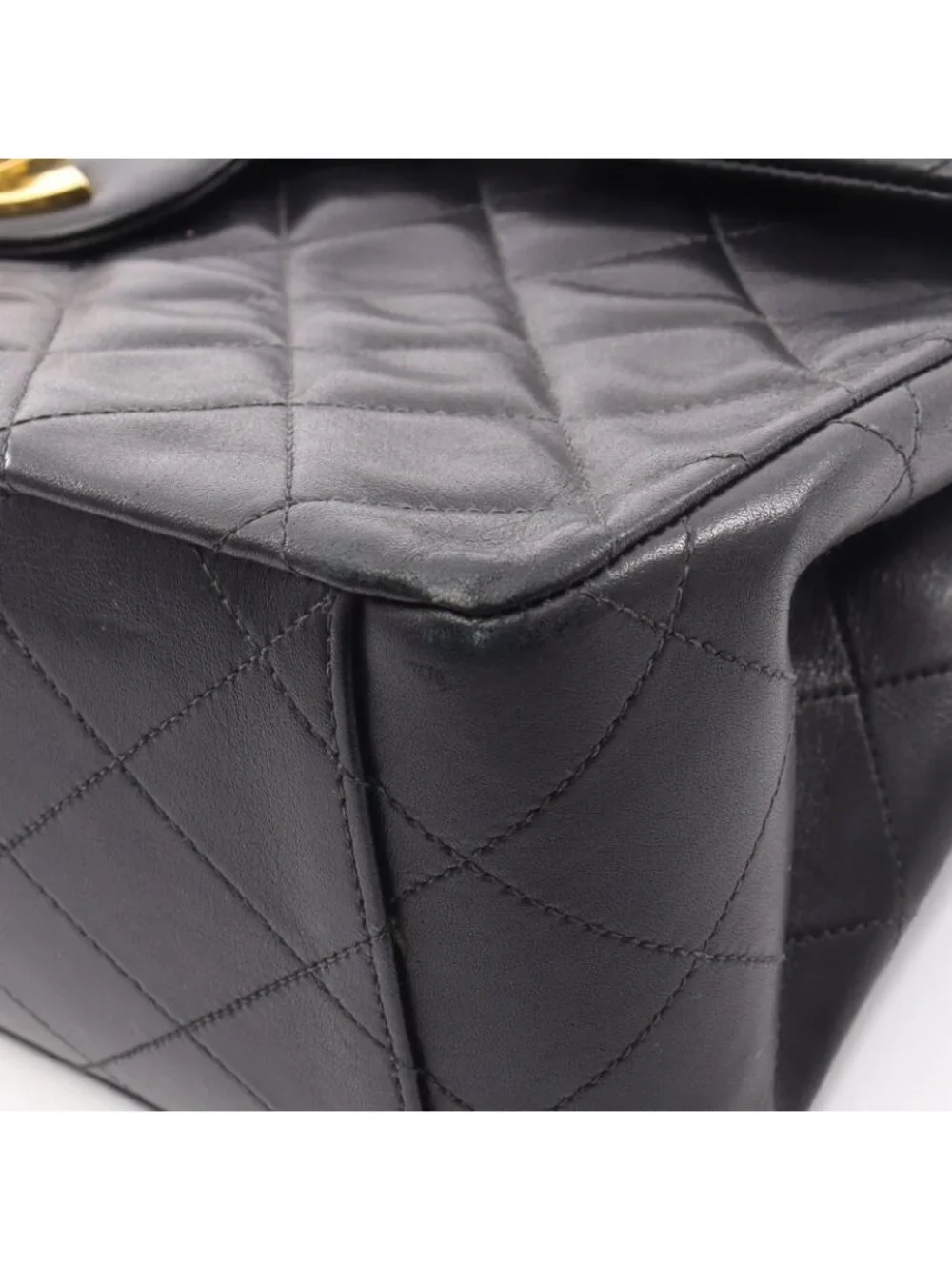 Chanel Shoulder Bag Deca Quilted 34 Black Lambskin Chain